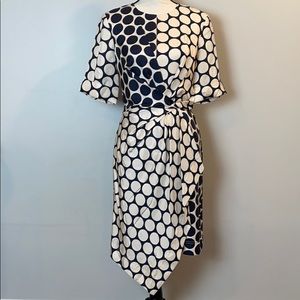 Grey Jason Wu Cream Blue Circle Wrap Dress Size M
